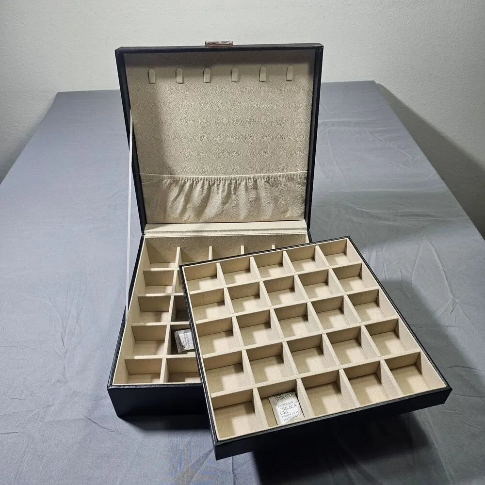 Afoxsos 2 Layer PU Leather Jewelry Box with Mirror 50 Compartment Organizer...